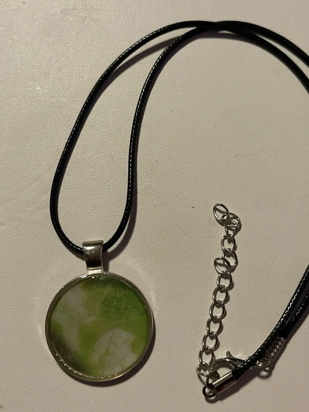 Handmade Green Resin Round Pendant Necklace